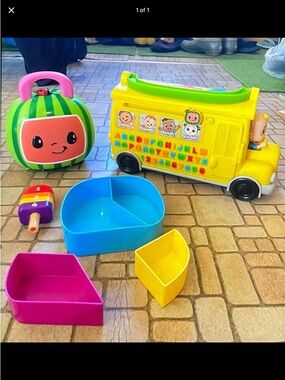 Yellow Toddler Learning Bus Toy with Interactive Buttons